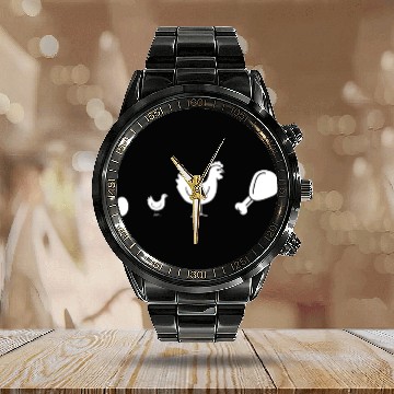 Discover Fried Chicken Evolution Calendar Steel Band Watch