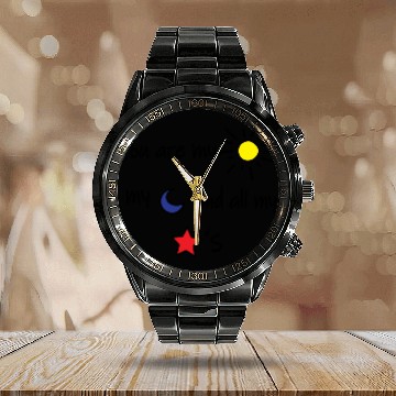 Discover Sun Moon and Stars Calendar Steel Band Watch
