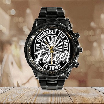 Discover Fencing Fencer Calendar Steel Band Watch