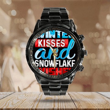 Discover Winter Kisses And Snowflake Wishes Calendar Steel Band Watch
