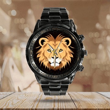 Discover Royal Cartoon Lion - King of the Jungle 10 Calendar Steel Band Watch