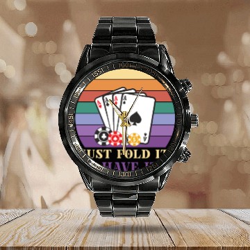 Discover Poker Casino Poker Player Gambling Roulette Gift Calendar Steel Band Watch