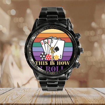 Discover Poker Casino Poker Player Gambling Roulette Gift Calendar Steel Band Watch