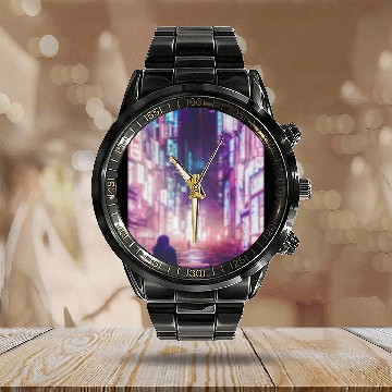 Discover Cyberpunk Vaporwave Anime Japan Cyber aesthetic Calendar Steel Band Watch