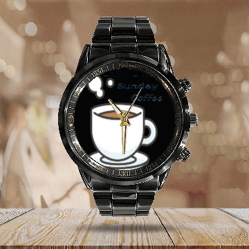 Discover Easy Like Sunday Coffee Calendar Steel Band Watch