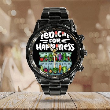 Discover Medicine For Happiness Vegetable Dose Daily Calendar Steel Band Watch
