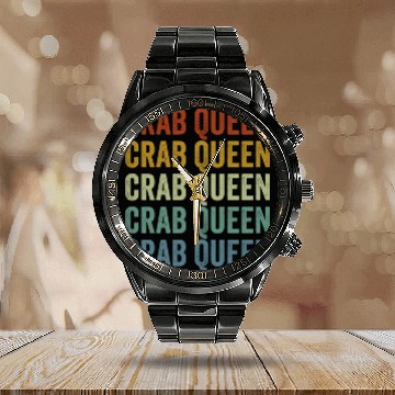 Discover Crab Queen Crab Lover Women Calendar Steel Band Watch