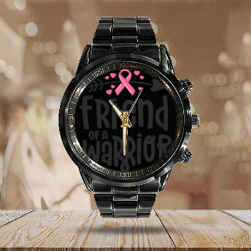 Discover Friend Of A Warrior Support Team Breast Cancer Calendar Steel Band Watch