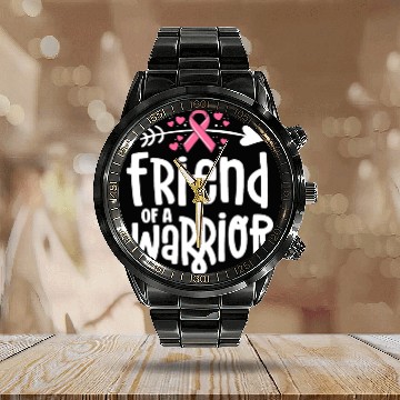 Discover Friend Of A Warrior Support Team Breast Cancer Calendar Steel Band Watch