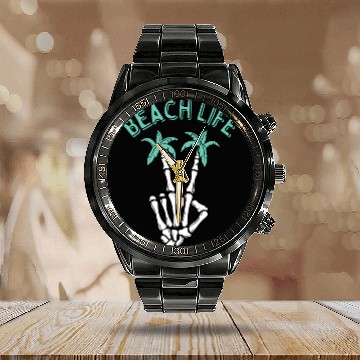 Discover Beach Life Peace Streetwear Calendar Steel Band Watch