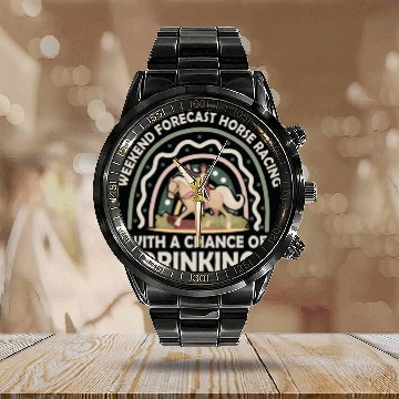 Discover Weekend Forecast Horse Racing Chance of Drinking Calendar Steel Band Watch