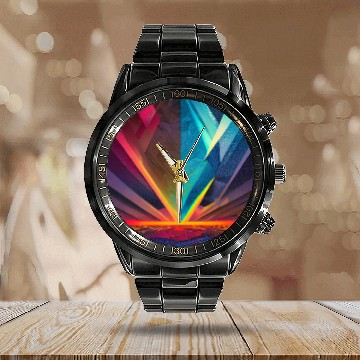 Discover Abstract design with geometric shapes Calendar Steel Band Watch