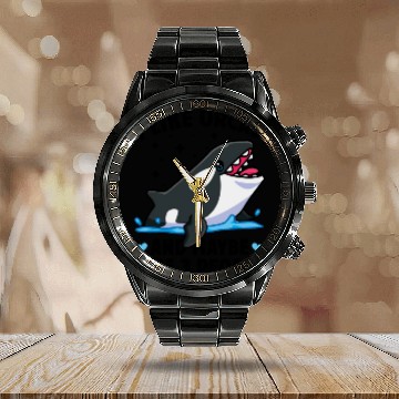 Discover I like orcas and maybe like 3 people killer whale Calendar Steel Band Watch