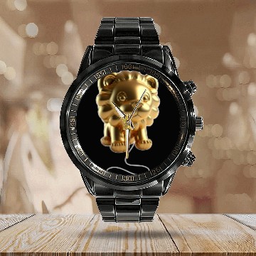 Discover Lion Gold Balloon Calendar Steel Band Watch