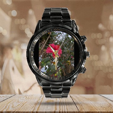 Discover Hibiscus Calendar Steel Band Watch