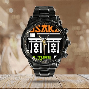 Discover Osaka Culture Centre of West Japan Calendar Steel Band Watch