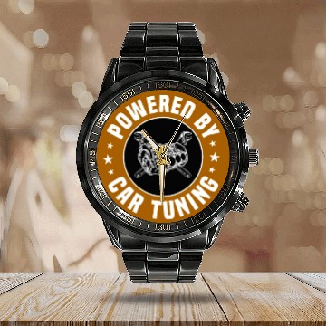 Discover Powered By Car Tuning Calendar Steel Band Watch
