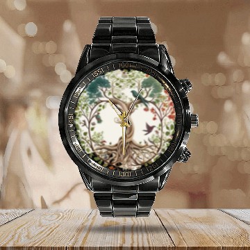 Discover Tree of Life Calendar Steel Band Watch