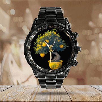 Discover Lemon Bonsai Tree Calendar Steel Band Watch