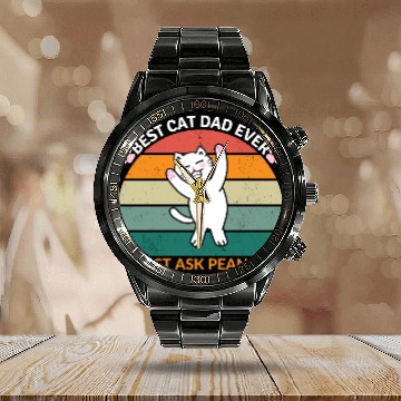 Discover Peanut's Proud Cat Dad: The Best Dad Ever Calendar Steel Band Watch