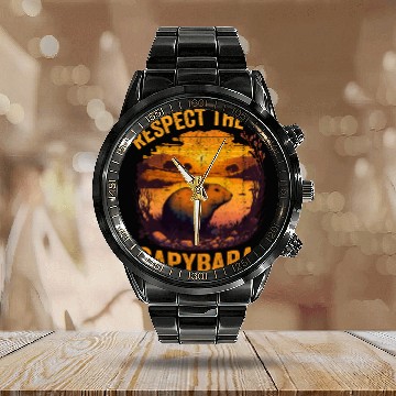 Discover Respect The Capybara Animal Humor Capybara Lover Calendar Steel Band Watch