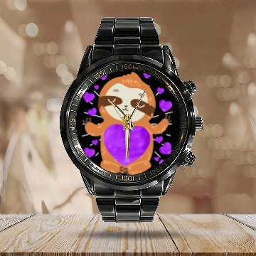 Discover Couple love you my sloth Valentine's Day Calendar Steel Band Watch