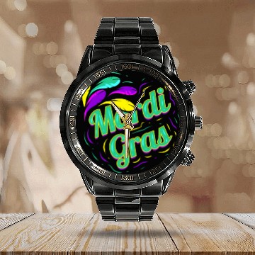 Discover Green Lettering For Mardi Gras Calendar Steel Band Watch