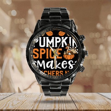 Discover Pumpkin Spice Makes Teachers Nice Calendar Steel Band Watch