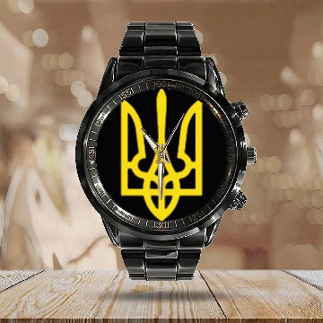 Discover Ukraine coat of arms Calendar Steel Band Watch