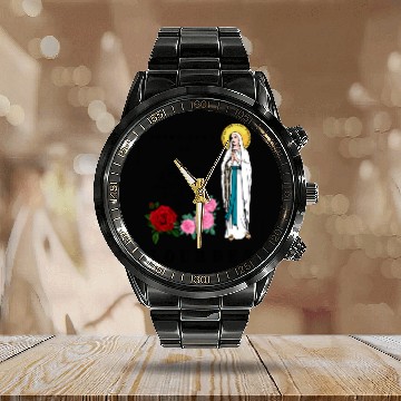 Discover OUR LADY OF LOURDES Calendar Steel Band Watch