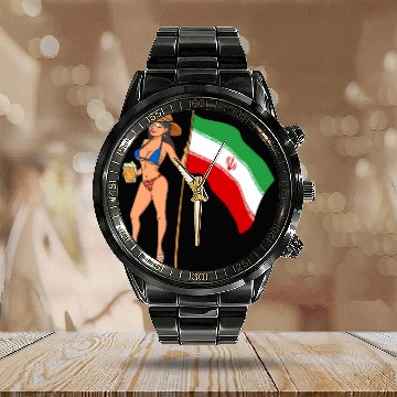 Discover Hot Fan Girl Iran Calendar Steel Band Watch