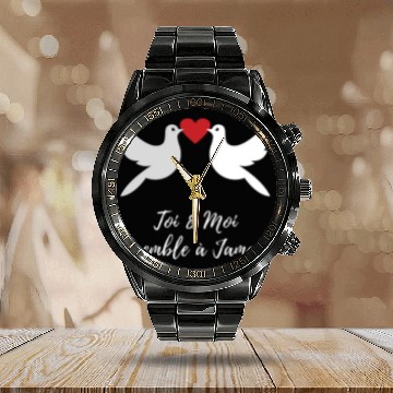 Discover Idée cadeaux couples :Toi et moi ensemble à jamais Calendar Steel Band Watch