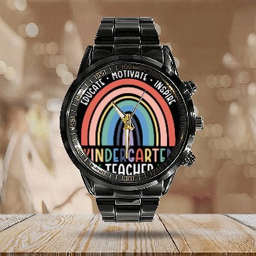 Discover Educate Motivate Inspire Kindergarten Teacher Calendar Steel Band Watch