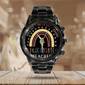 Discover Educate Motivate Inspire Kindergarten Teacher Calendar Steel Band Watch