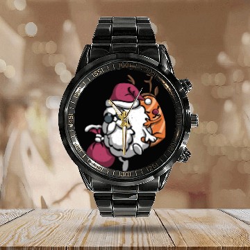 Discover Sushi Santa - Christmas Santa Claus Calendar Steel Band Watch