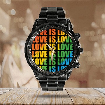 Discover Love is Love LGBT Tolerance Pride Gender Calendar Steel Band Watch