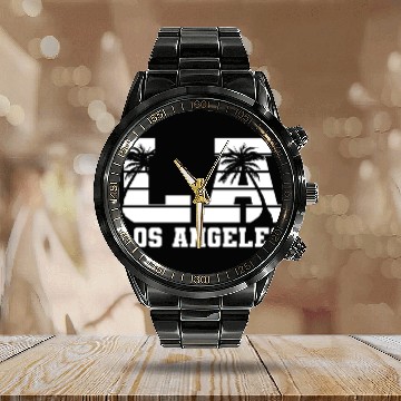 Discover Los Angeles LA California Gift Calendar Steel Band Watch