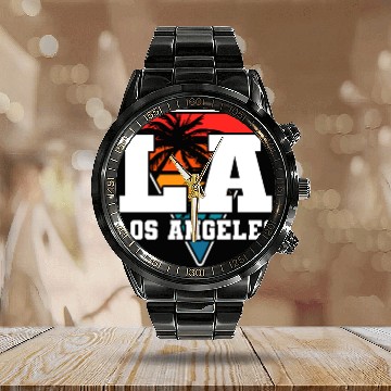 Discover Los Angeles LA California Gift Calendar Steel Band Watch