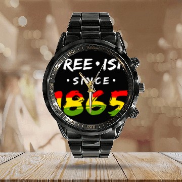 Discover Juneteenth free since 1865 Black History US Africa Calendar Steel Band Watch