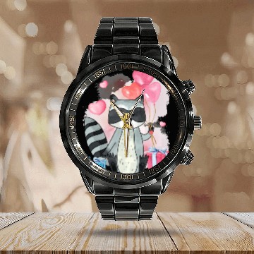 Discover Raccoon Valentines Day Trash Panda Raccoon lover Calendar Steel Band Watch