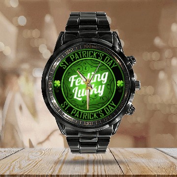 Discover Shamrock Feeling Lucky On St Patricks Day Calendar Steel Band Watch
