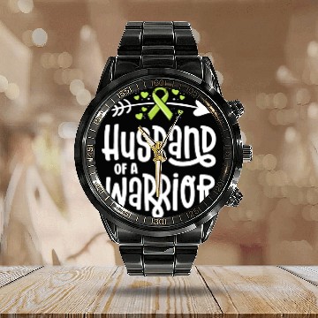 Discover Husband Of A Warrior Lymphoma Cancer Awareness Calendar Steel Band Watch