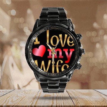 Discover Valentines Sublimation I Love My Wife63 Calendar Steel Band Watch