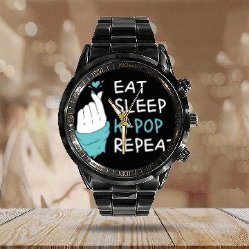 Discover Eat Sleep Kpop Repeat Finger Heart Korean Pop Musi Calendar Steel Band Watch