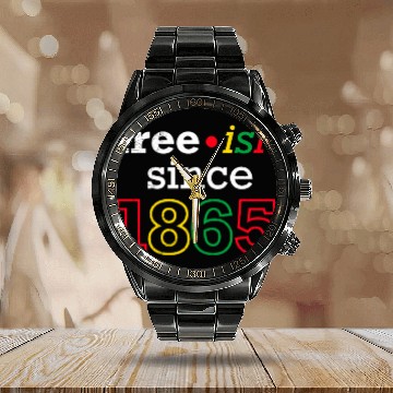 Discover Juneteenth free since 1865 Black History US Africa Calendar Steel Band Watch