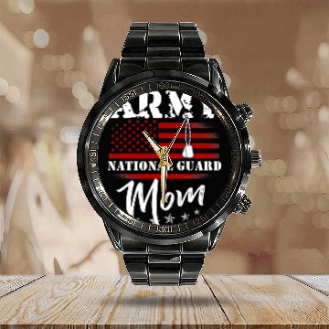 Discover Proud Army National Guard Mom US Flag Tees US Mili Calendar Steel Band Watch