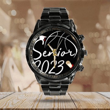 Discover Graduate Senior Class 2023 Graduation Basketball Calendar Steel Band Watch
