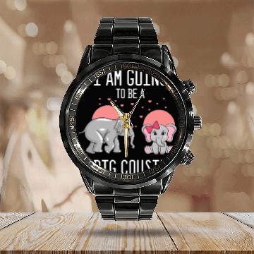 Discover Humorous I'm Going To A Big Cousin Baby Calendar Steel Band Watch