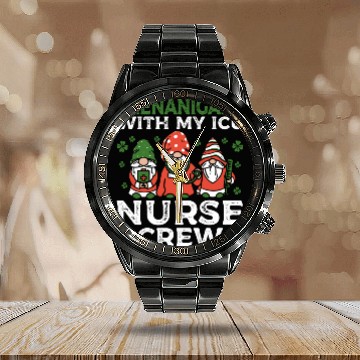 Discover Shenanigans With My ICU Nurse Crew Saint Calendar Steel Band Watch