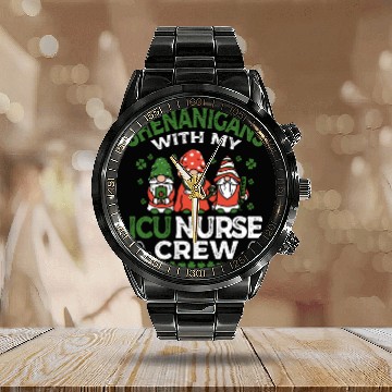 Discover Shenanigans With My ICU Nurse Crew Saint Calendar Steel Band Watch